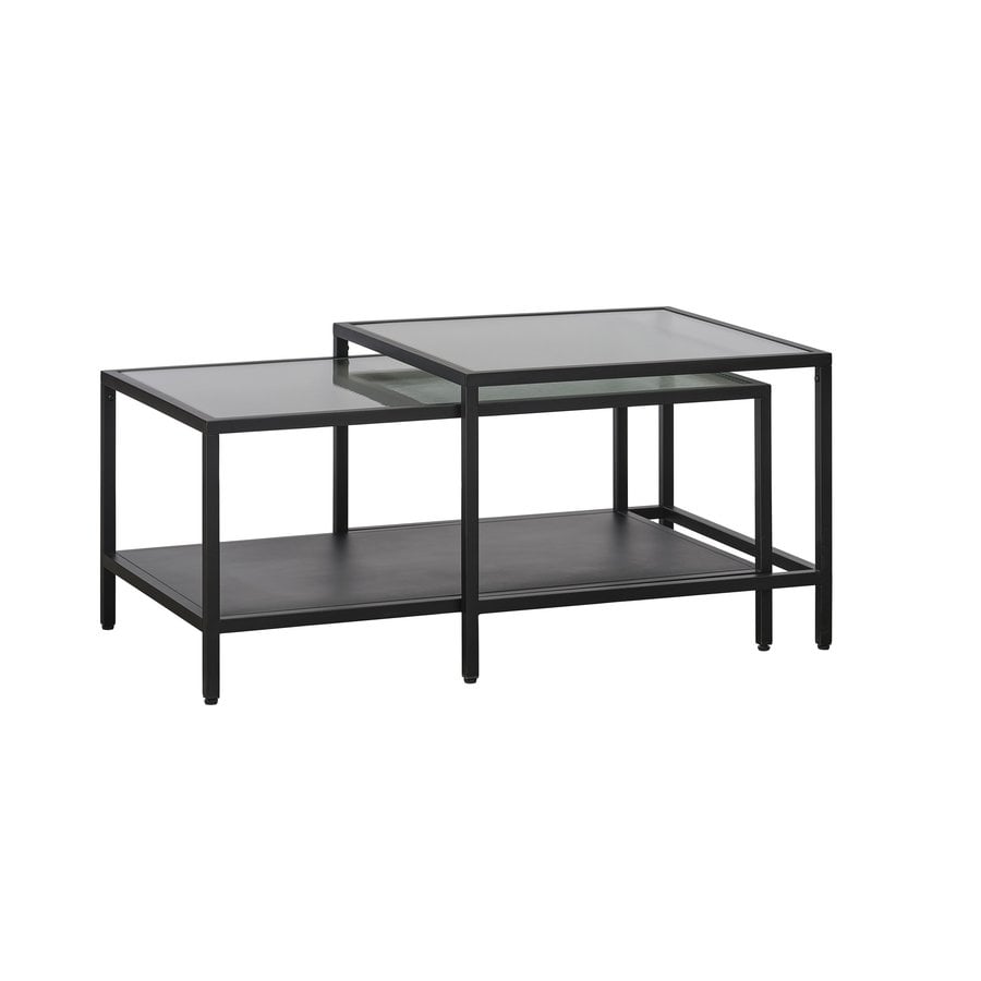 Wuhan Sofabord Sæt Sort Metal Glas