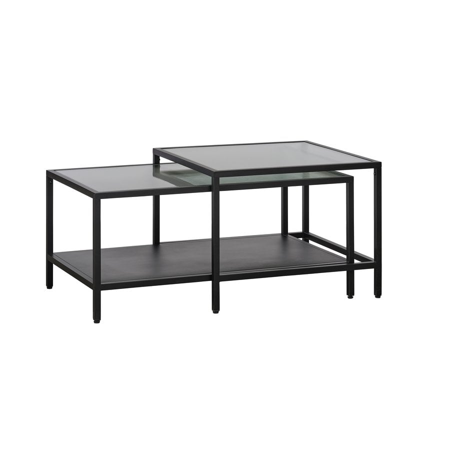 Wuhan Sofabord Sæt Sort Metal Glas