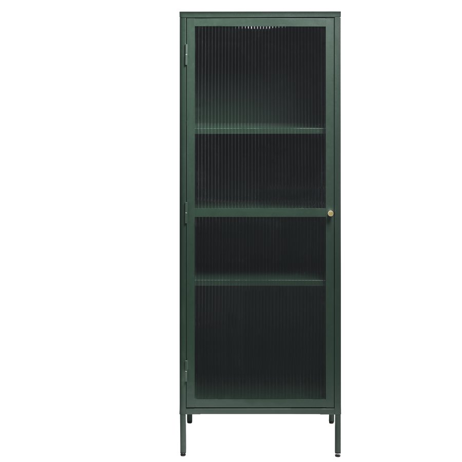 wuhan-vitrineskab-i-fyrregrn-stl-og-glas-med-guldfarvet-hndtag-fra-uni-44600200-3 Wuhan Vitrineskab Fyrregrøn Stål Glas Guldfarvet