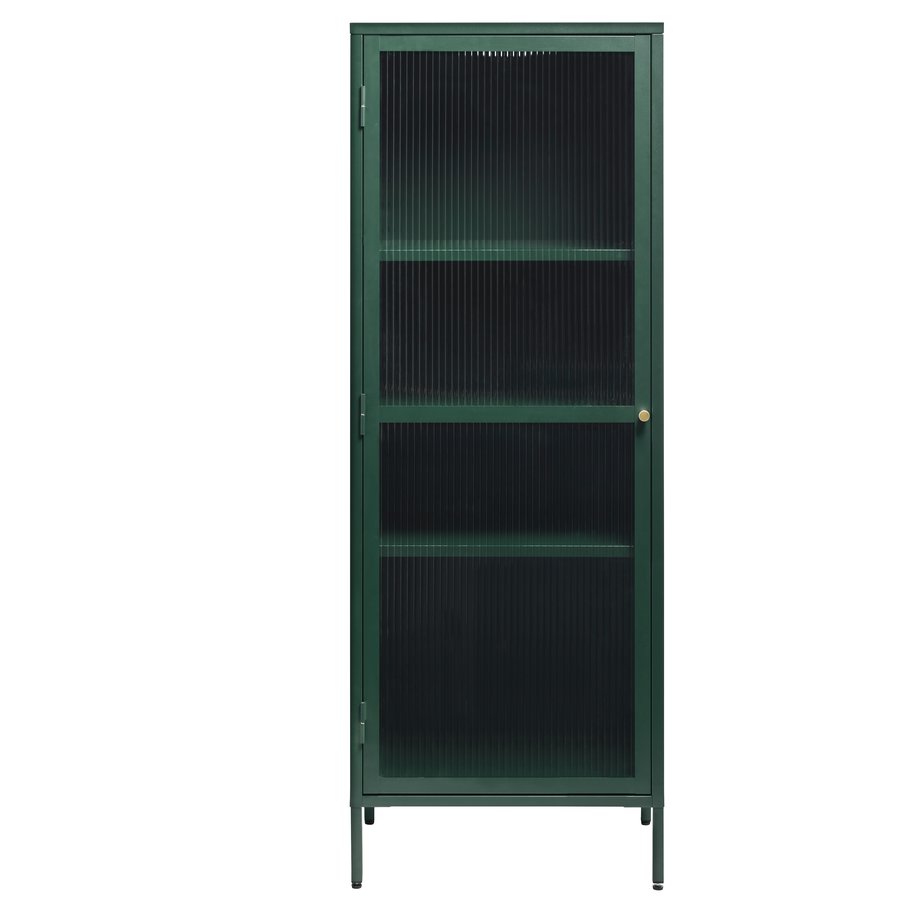 wuhan-vitrineskab-i-fyrregrn-stl-og-glas-med-guldfarvet-hndtag-fra-uni-44600200-7 Wuhan Vitrineskab Fyrregrøn Stål Glas Guldfarvet