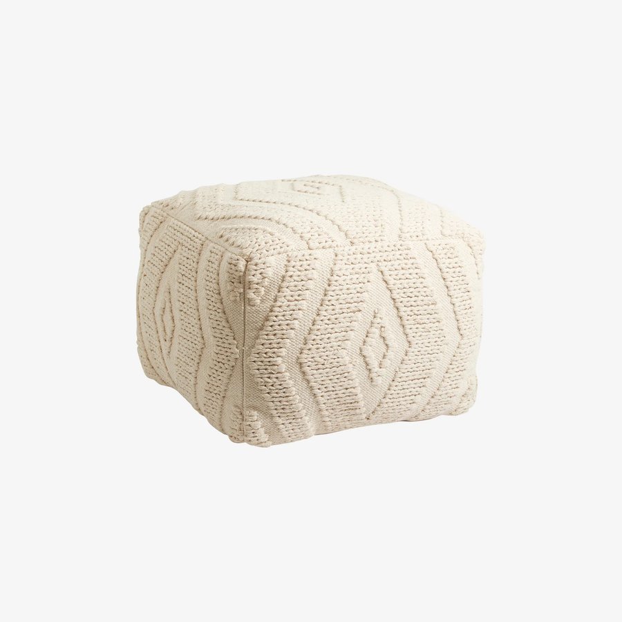 wular-puf-i-rhvid-bomuld-med-mnster-fra-nordal-50x50x38-cm-hos-uniqueb-2 WULAR Puf i Råhvid Bomuld med Mønster fra Nordal | 50x50x38 cm hos uniquebeds, home & living - Billede 2
