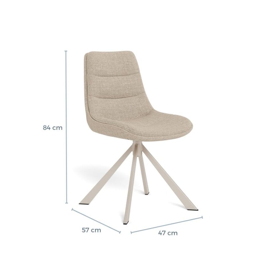 Adisa Spisebordsstol Beige Stof Drejefunktion Horisontal