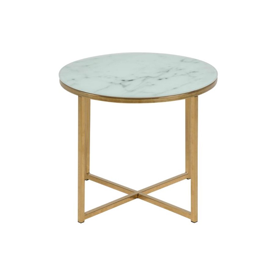 Alisma Hjørnebord Hvid Glas Stel Gylden