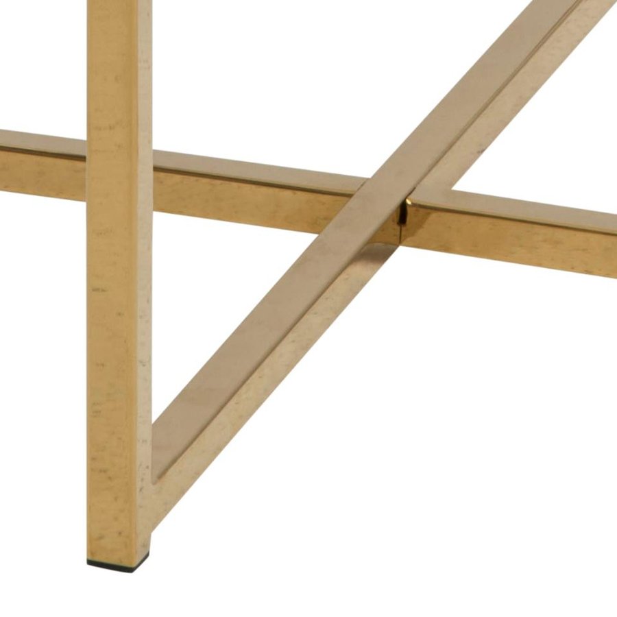 Alisma Hjørnebord Hvid Glas Stel Gylden