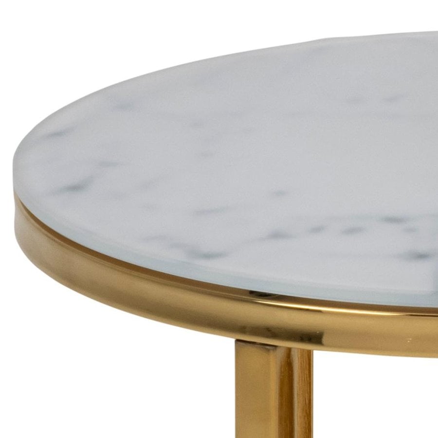 Alisma Indskudsbord Hvid Marmorlook Glas Stel
