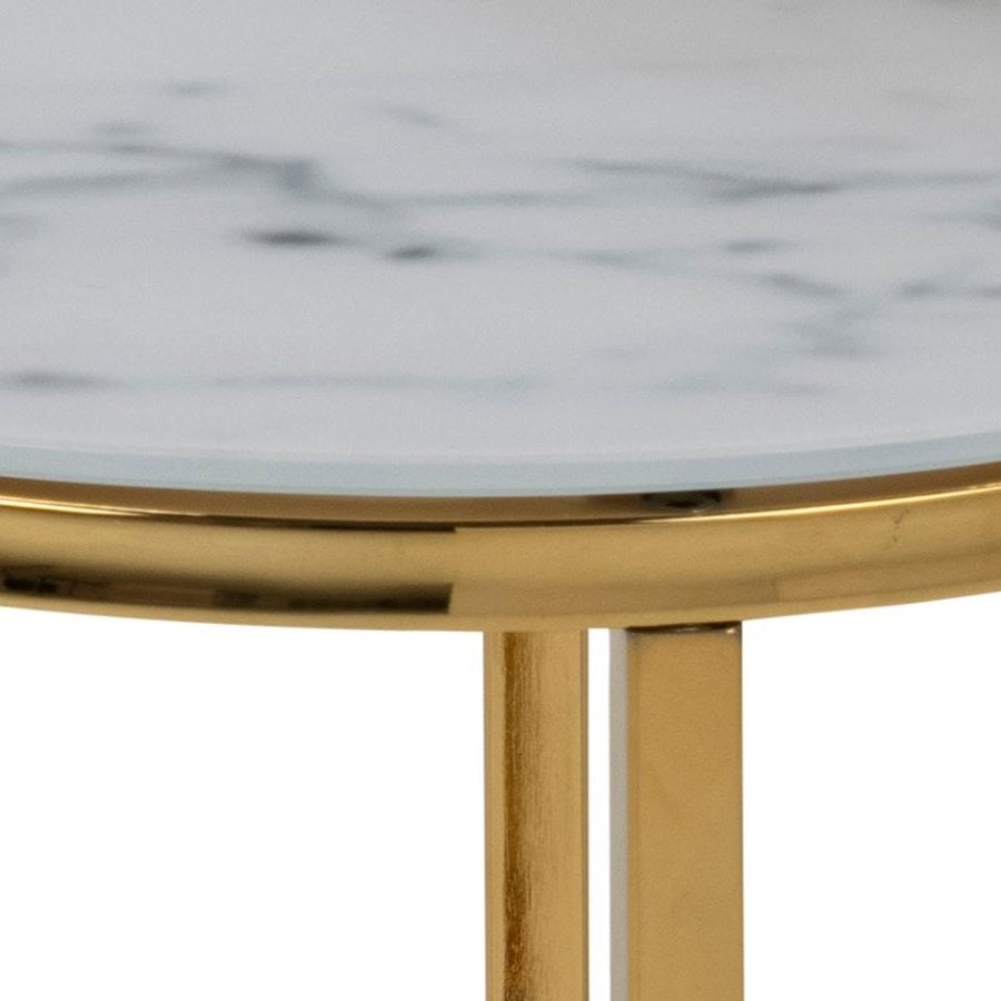 Alisma Indskudsbord Hvid Marmorlook Glas Stel