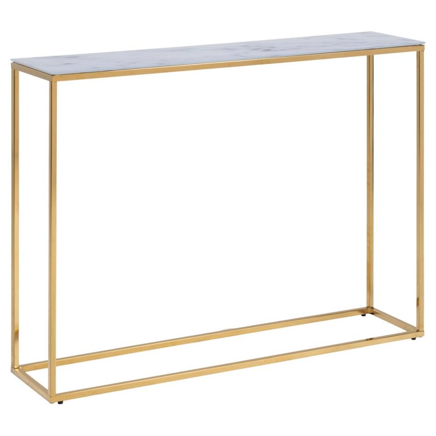 Alisma Konsolbord Hvid Glas Stel Gylden