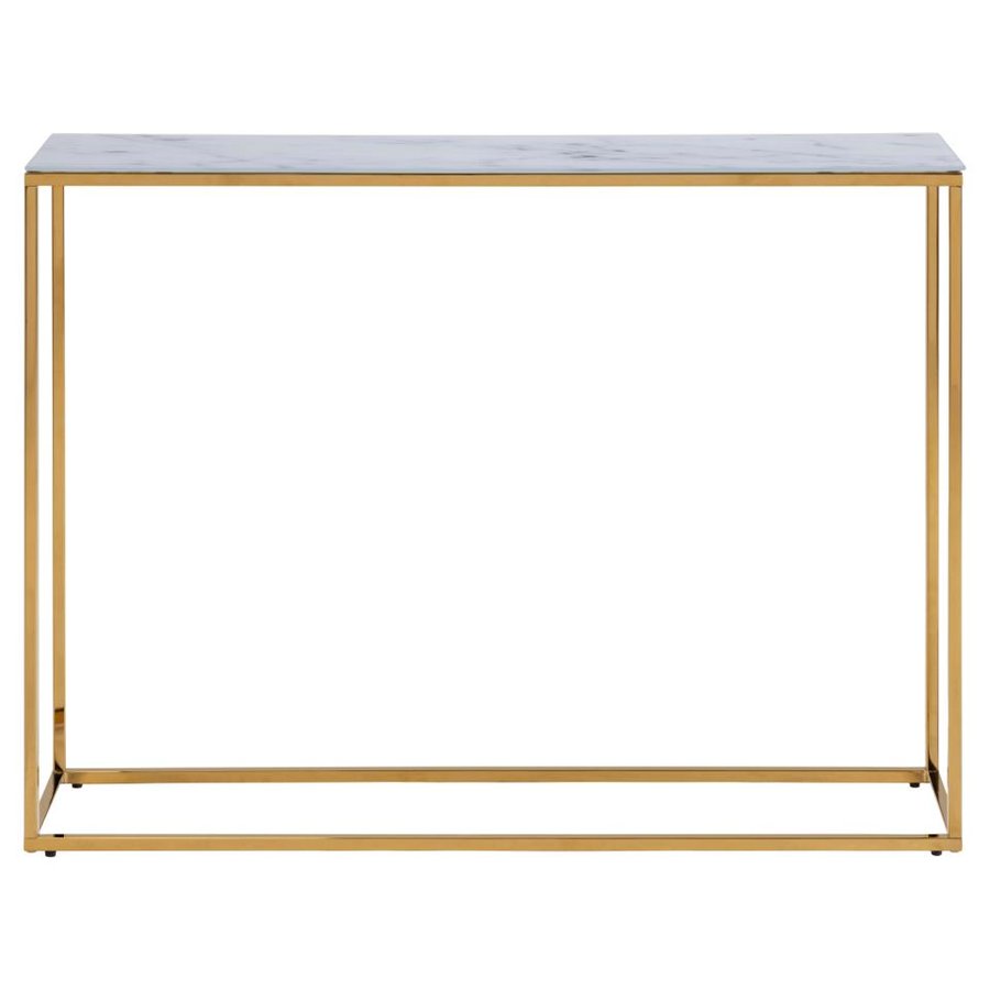 Alisma Konsolbord Hvid Glas Stel Gylden