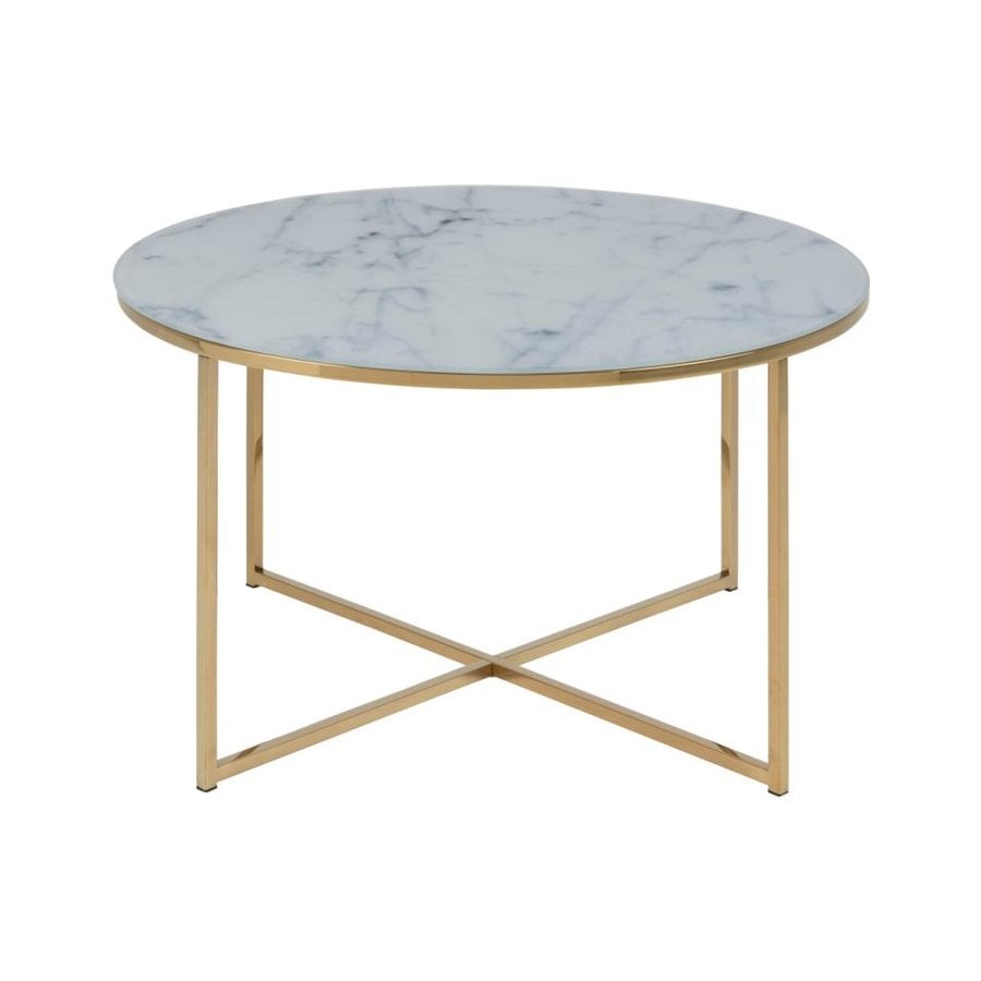 Alisma Sofabord Hvid Glas Stel Gylden