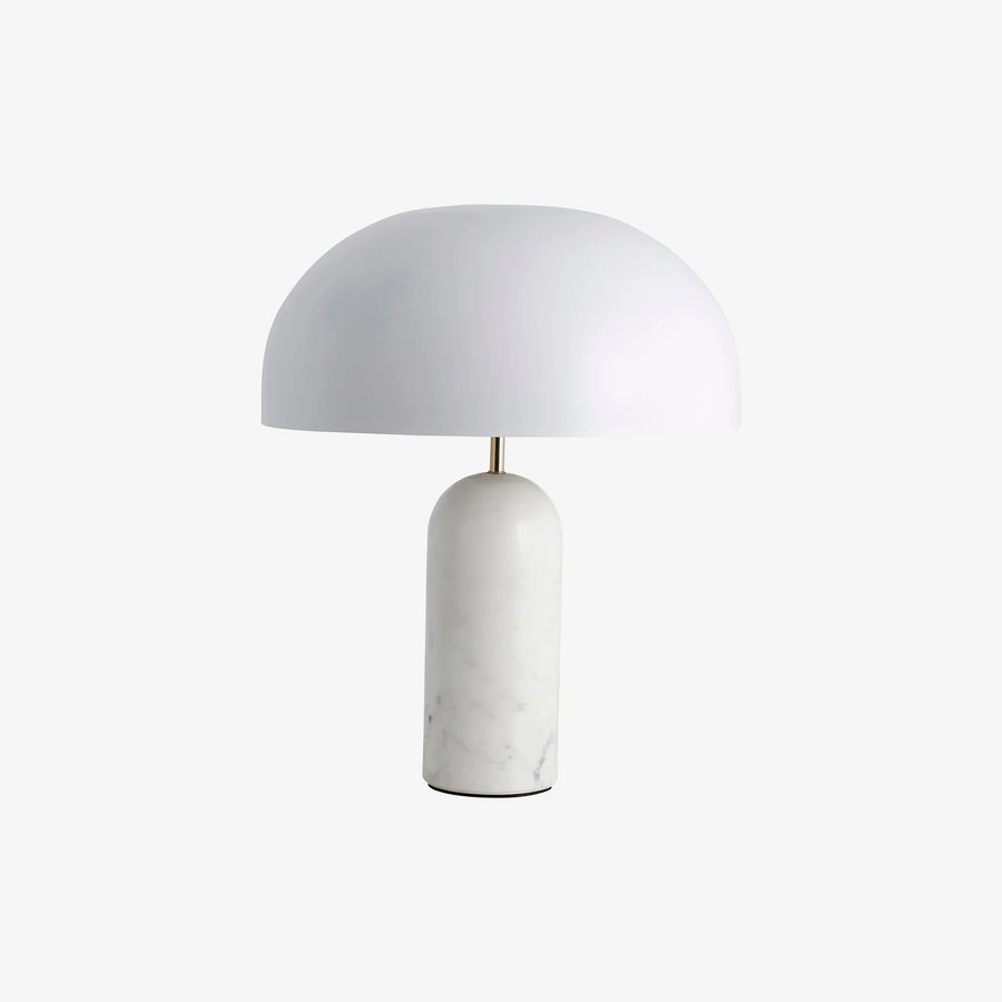 ATLAS Bordlampe med Fod i Hvid Marmor & Skærm i Metal fra Nordal | Ø40x49 cm | Hvid hos uniquebeds, home & living - Billede 1