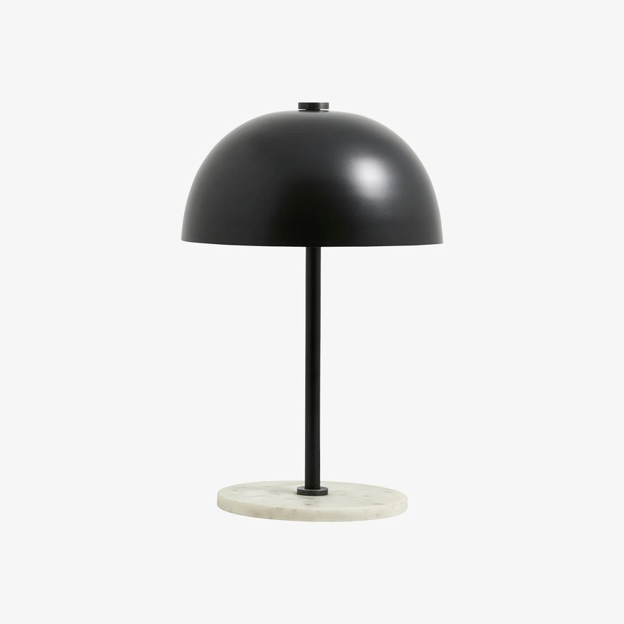KITA Bordlampe i Sortlakeret Metal med Marmor Base fra Nordal | Ø22x32 cm | Sort, Marmor hos uniquebeds, home & living - Billede 1