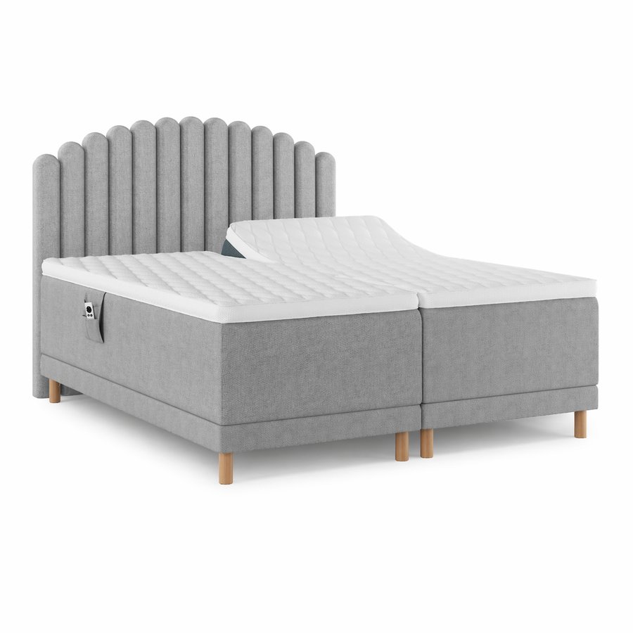 Luxury Diamant 49cm Elevationsseng med Hæftet Betræk & Vendbare 7 zoners Deluxe Pocketfjedre + 7cm Naturlatex eller Memoryskums Topmadras fra Nature | Flere Farver & 3 Fastheder - Billede 1