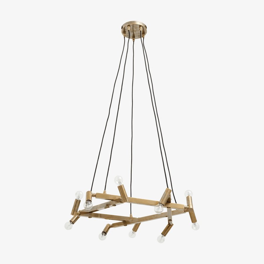 Lysekrone til 10 Pærer i 100% Messing fra Nordal | Ø75x105 cm | Guld hos uniquebeds, home & living - Billede 1