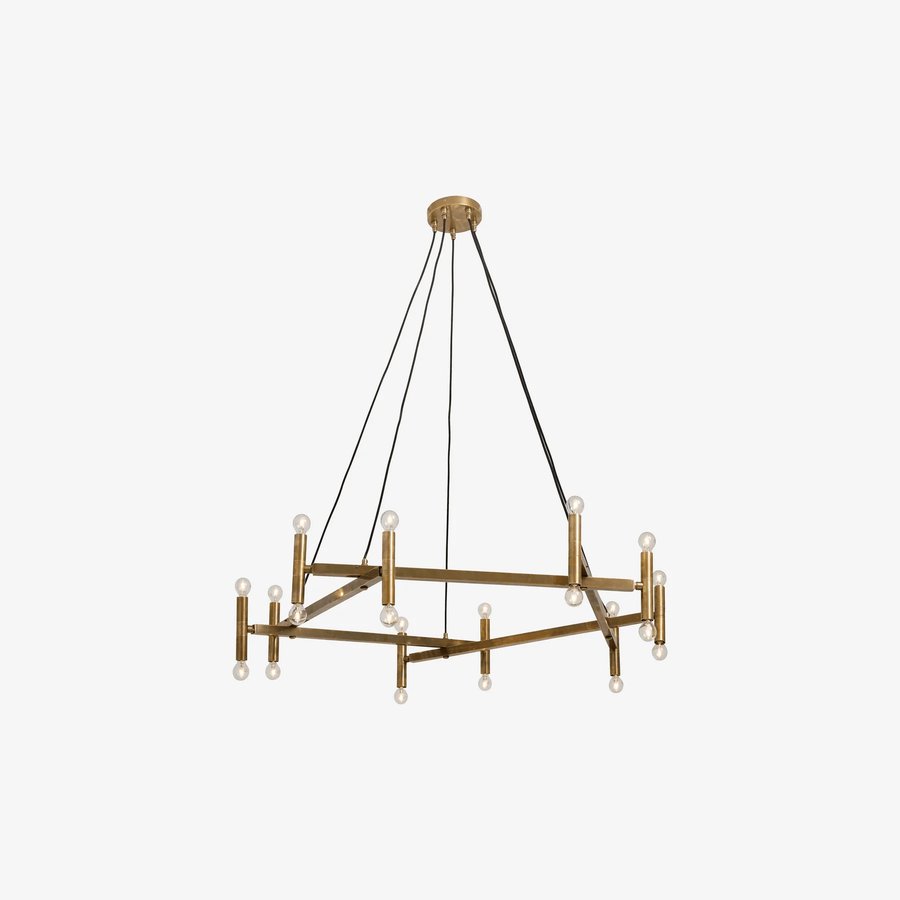 Lysekrone til 20 Pærer i 100% Messing fra Nordal | Ø142x120 cm | Guld hos uniquebeds, home & living - Billede 1