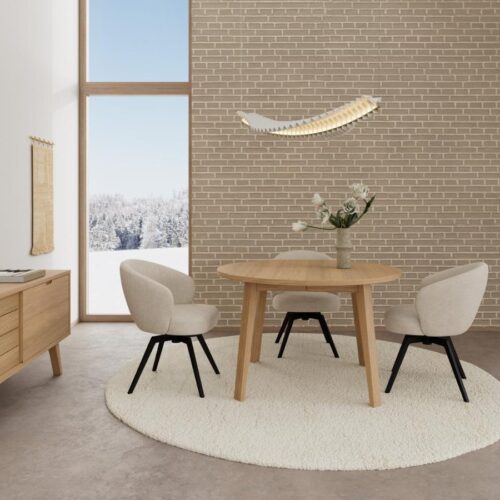 A Line Rundt Spisebord Hvidpigmenteret Egetræ