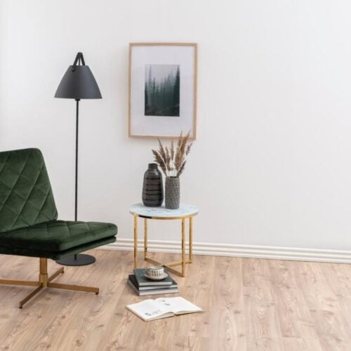 Alisma Hjørnebord Hvid Glas Stel Gylden