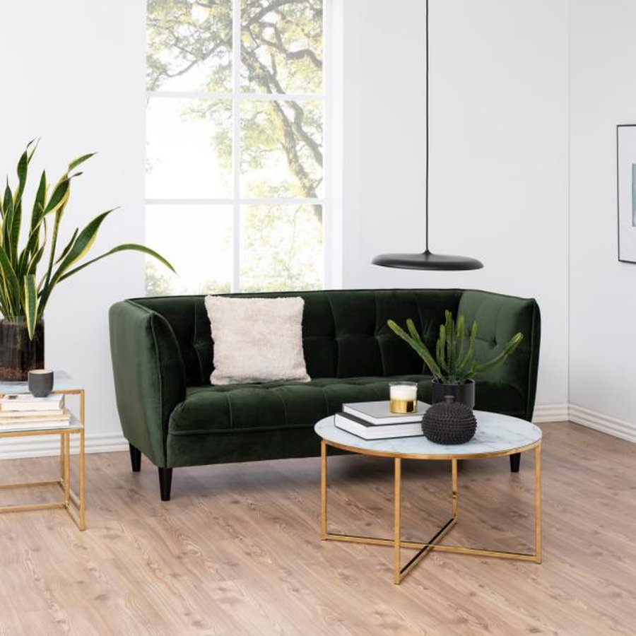 Alisma Sofabord Hvid Glas Stel Gylden