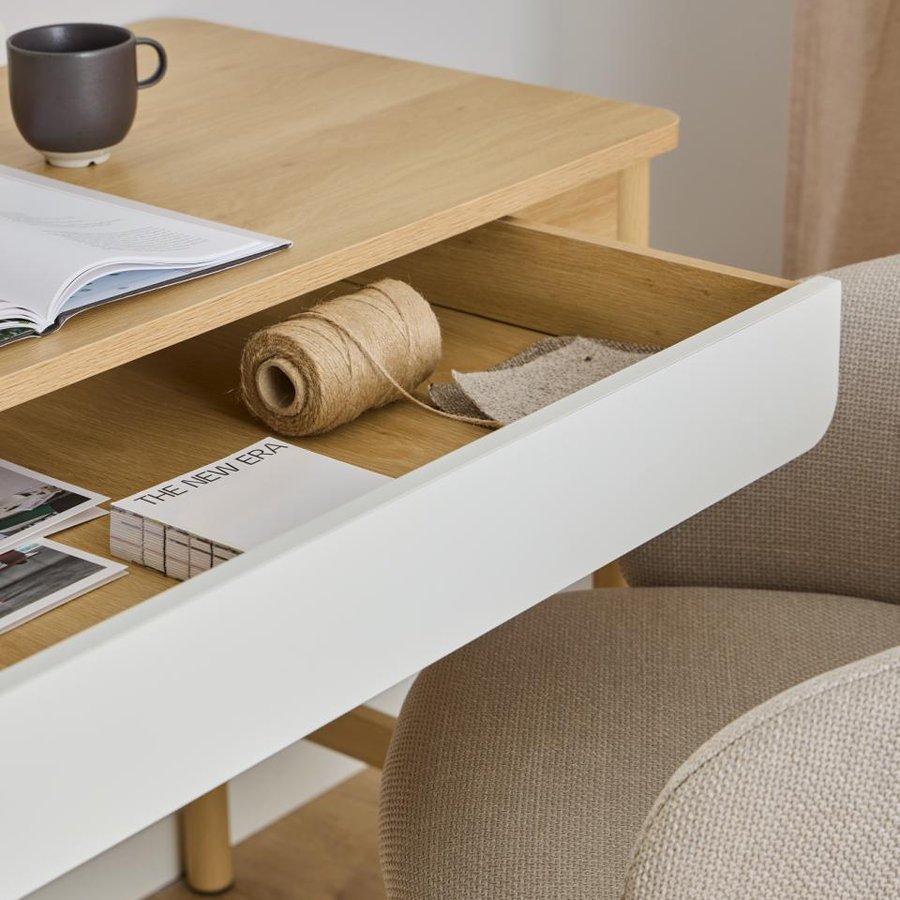 Alpena Skrivebord Eg Melamin Skuffe Beige