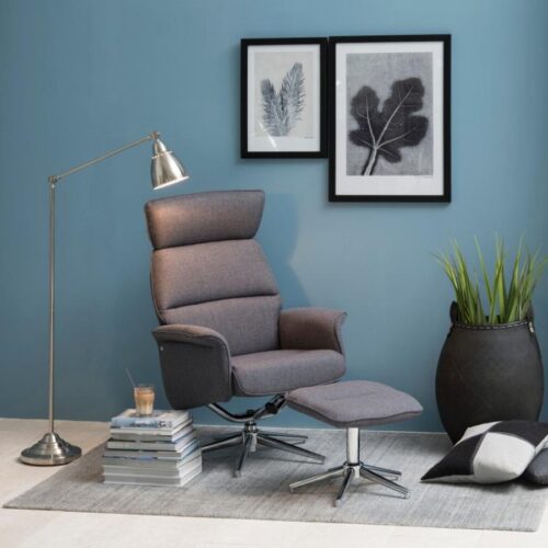 Alura Recliner Fodskammel Mørkegrå Stof Stel