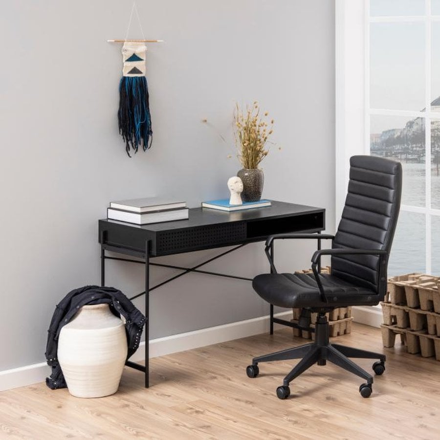 miljoe-angus-skrivebord-i-sort-ask-melamin-med-kabelgennemfring-metal-mesh-sk-0000090079-1 Angus Skrivebord Sort Ask Melamin Kabelgennemføring