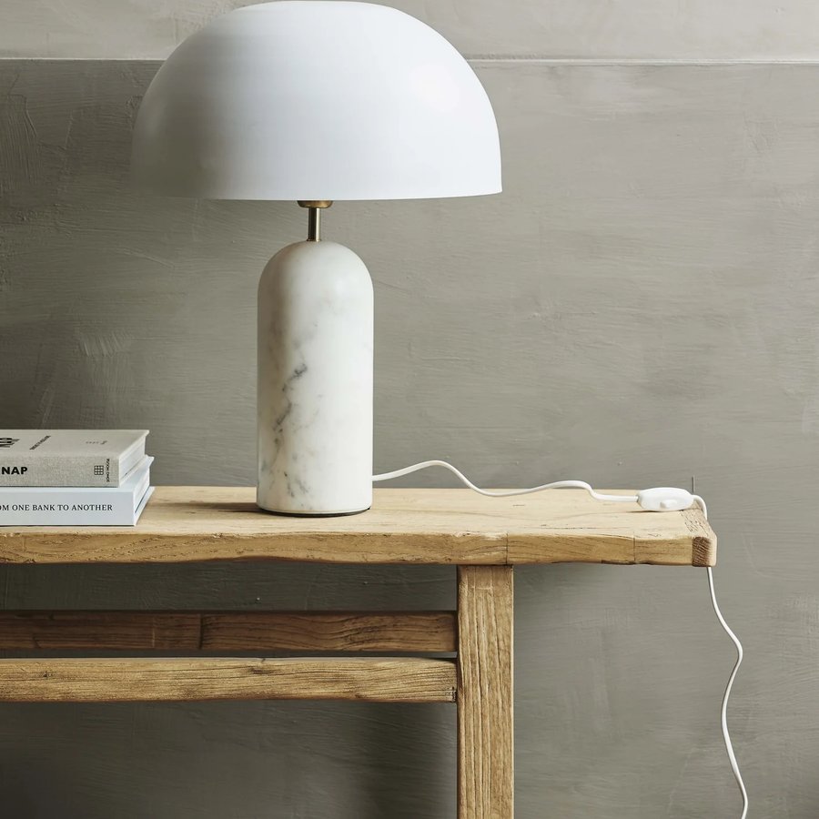 ATLAS Bordlampe med Fod i Hvid Marmor & Skærm i Metal fra Nordal | Ø40x49 cm | Hvid hos uniquebeds, home & living - Billede 3