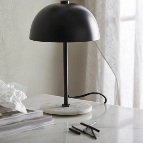 KITA Bordlampe i Sortlakeret Metal med Marmor Base fra Nordal | Ø22x32 cm | Sort, Marmor hos uniquebeds, home & living - Billede 2