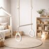 miljoe-prime-lillagunga-gymnastik-ringe-med-trapez-stang-i-massiv-birketr-i-hvid-4-5 Lillagunga Gymnastik Ringe med Trapez Stang i Massiv Birketræ i Hvid | 4 Farver Reb & 3 Længder hos Uniquebeds, home & living - Billede 5