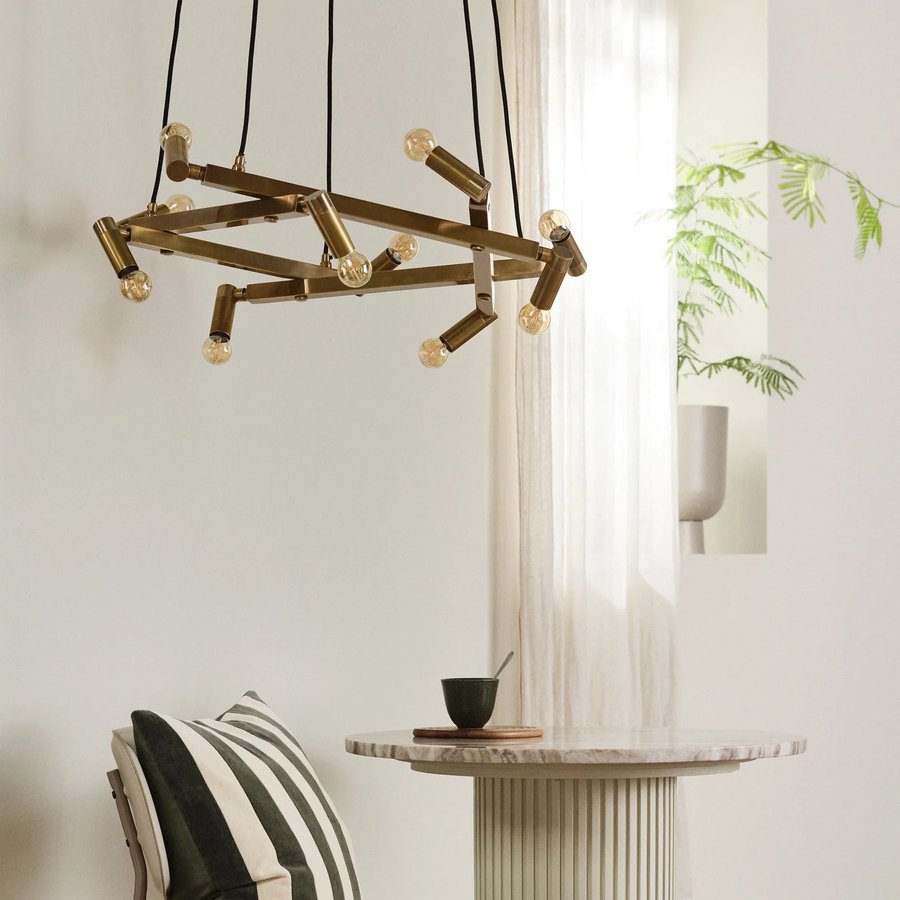 Lysekrone til 10 Pærer i 100% Messing fra Nordal | Ø75x105 cm | Guld hos uniquebeds, home & living - Billede 2