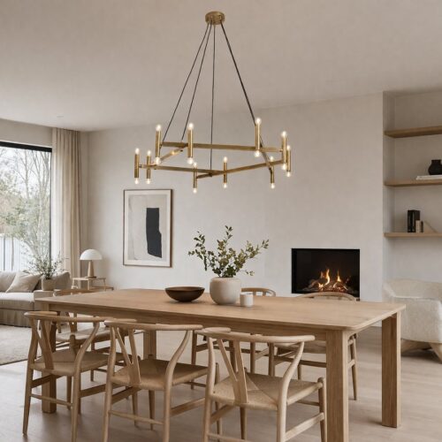 Lysekrone til 20 Pærer i 100% Messing fra Nordal | Ø142x120 cm | Guld hos uniquebeds, home & living - Billede 2