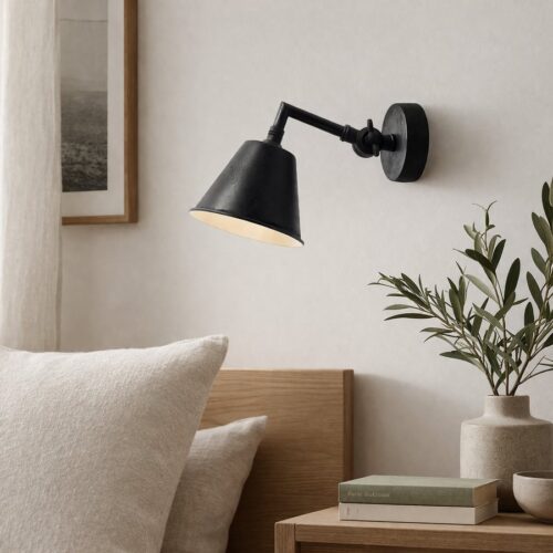 Væglampe i Antik Sort Metal fra Nordal | Ø12x23x18 cm | Sort hos uniquebeds, home & living - Billede 2