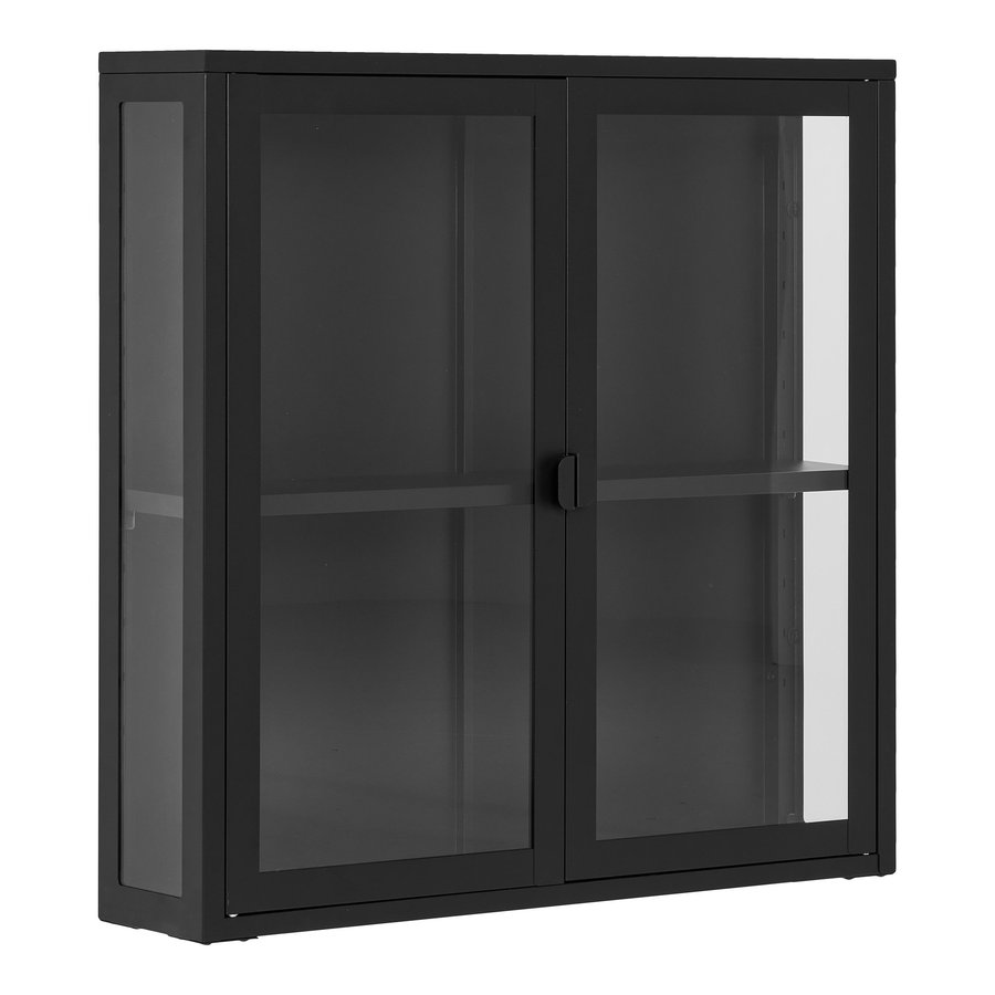 Brisbane Hængende Vitrineskab i Sort Stål & Glas med 2 Glaslåger fra House Nordic | BDH 80x18x80 cm - Billede 4