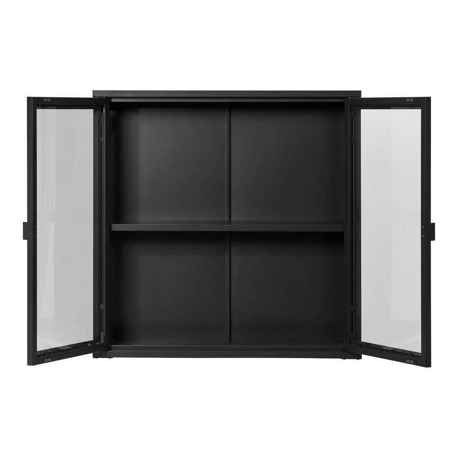 Brisbane Hængende Vitrineskab i Sort Stål & Glas med 2 Glaslåger fra House Nordic | BDH 80x18x80 cm - Billede 5