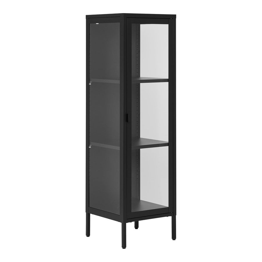 Brisbane Smalt Vitrineskab i Sort Stål med 1 Glaslåge fra House Nordic | LBH 40x35x140 cm - Billede 4