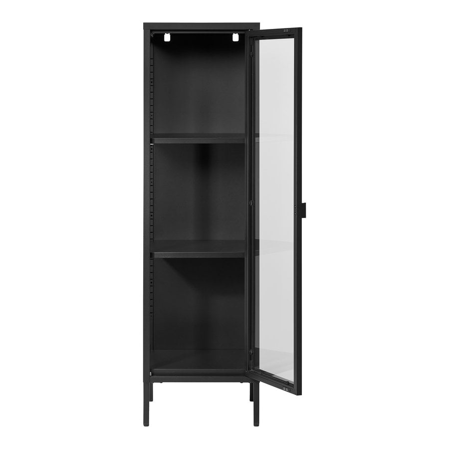 Brisbane Smalt Vitrineskab i Sort Stål med 1 Glaslåge fra House Nordic | LBH 40x35x140 cm - Billede 5