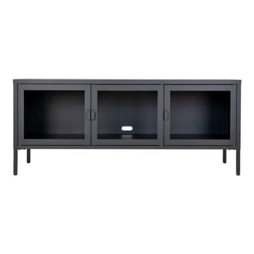 Brisbane TV-Bænk i Sort Stål med 3 Glaslåger fra House Nordic | BDH 130x40x55 cm - Billede 1
