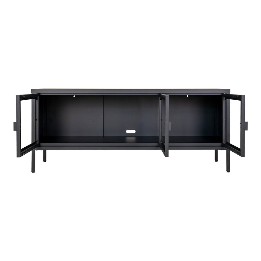 Brisbane TV-Bænk i Sort Stål med 3 Glaslåger fra House Nordic | BDH 130x40x55 cm - Billede 3