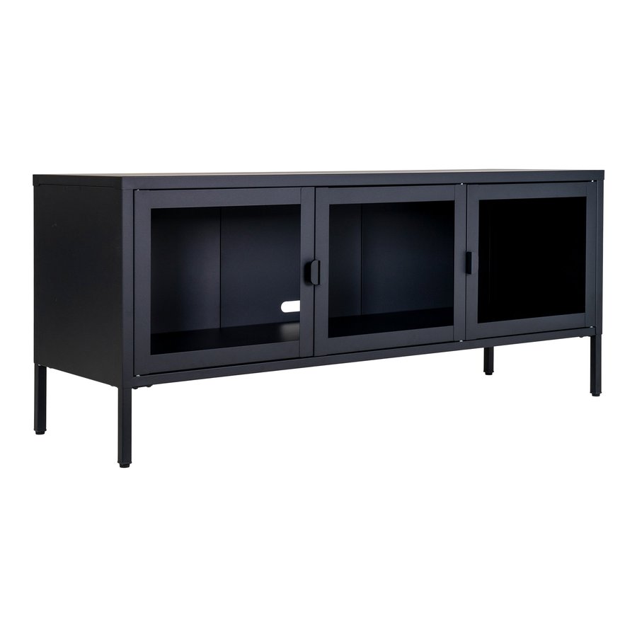Brisbane TV-Bænk i Sort Stål med 3 Glaslåger fra House Nordic | BDH 130x40x55 cm - Billede 4