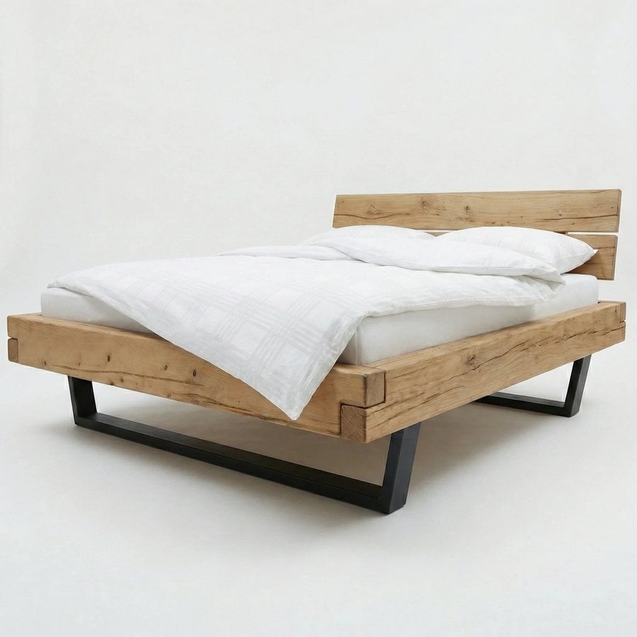 Frigg Snedker Bjælkesengeramme i Massiv FSC Grantræ med Gavl & Metalben fra Organic Sleep | Bivoks | Mulighed for Skuffer & Sengeborde hos uniquebeds, home & living - Billede 2