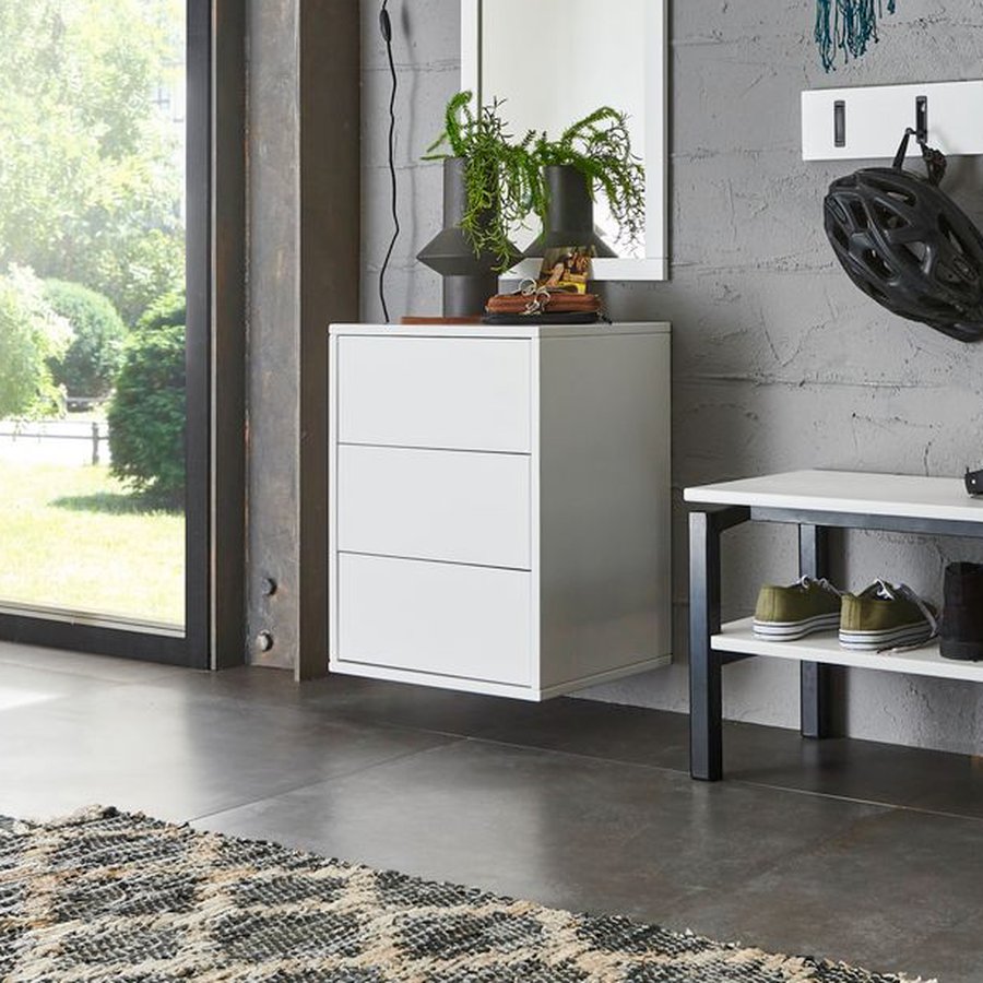 København Snedker Entremøbel med Skuffer i Massiv Fyrtræ I Hvid Lak fra Raw Furniture | H61xB45,7xD42 cm - Billede 1
