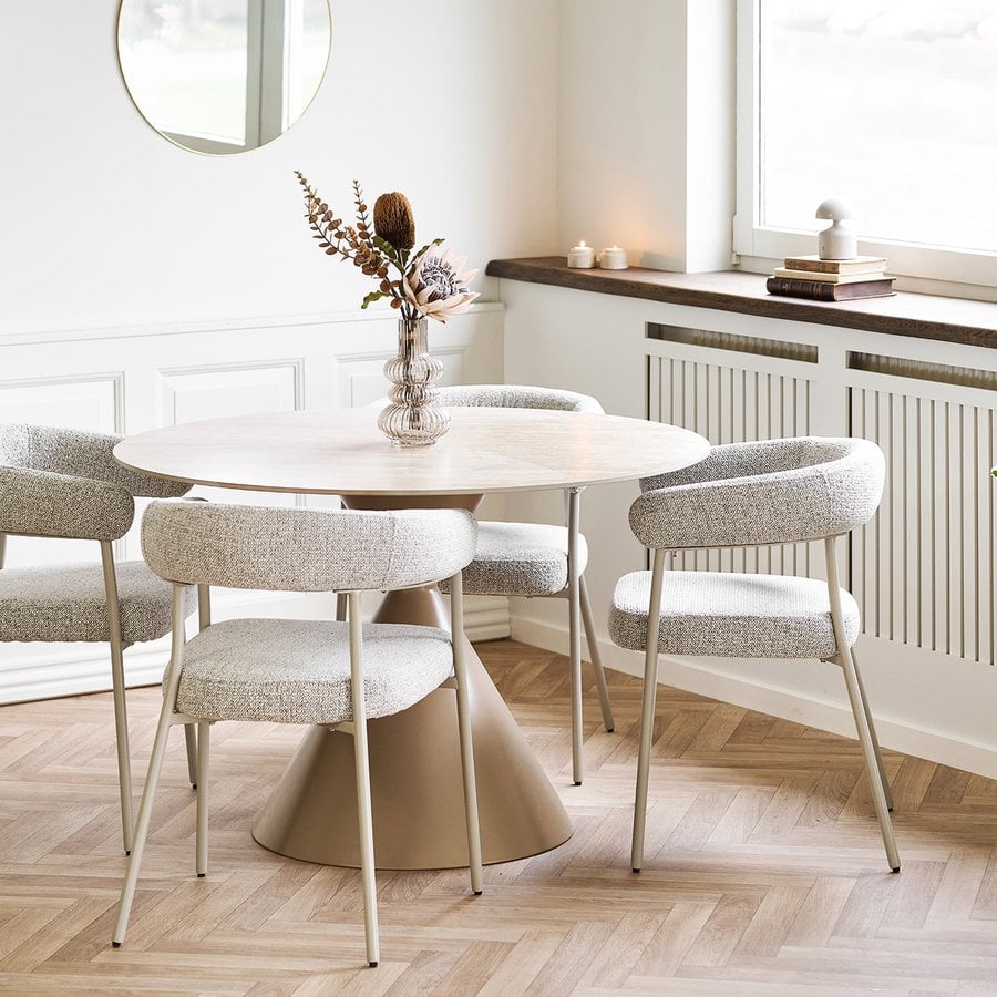 Annecy Spisebord i Sand Keramik & Stel i Stål fra House Nordic | Ø 120x76 cm - Billede 3