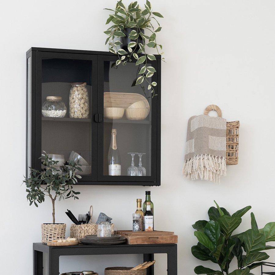 Brisbane Hængende Vitrineskab i Sort Stål & Glas med 2 Glaslåger fra House Nordic | BDH 80x18x80 cm - Billede 2