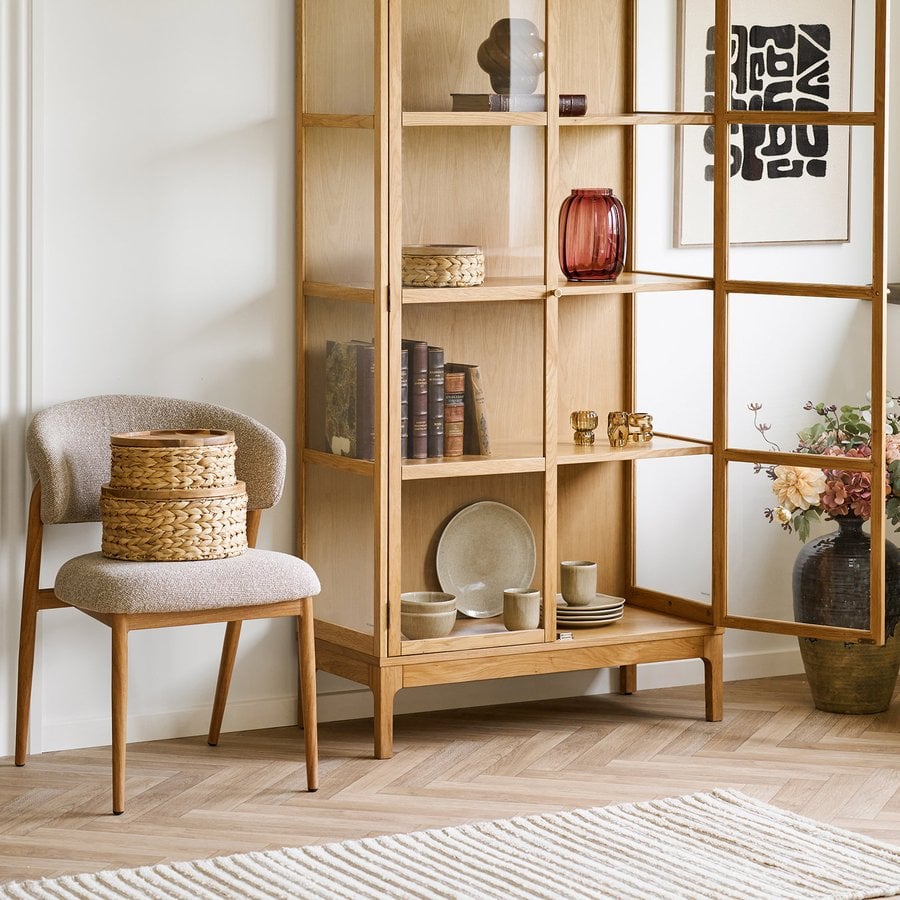 Cavi Spisebordsstol i Sand Polyester & Stel i Natur Trælook Stål fra House Nordic | LBH 65x57x80 cm - Billede 2