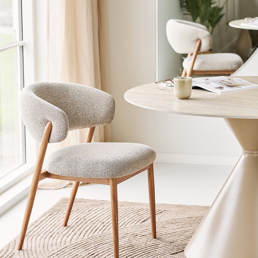 Cavi Spisebordsstol i Sand Polyester & Stel i Natur Trælook Stål fra House Nordic | LBH 65x57x80 cm - Billede 3