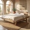 Frigg Snedker Bjælkesengeramme i Massiv Egetræ med Gavl & Træben fra Organic Sleep | Naturolie | Mulighed for Skuffer & Sengeborde hos uniquebeds, home & living - Billede 1