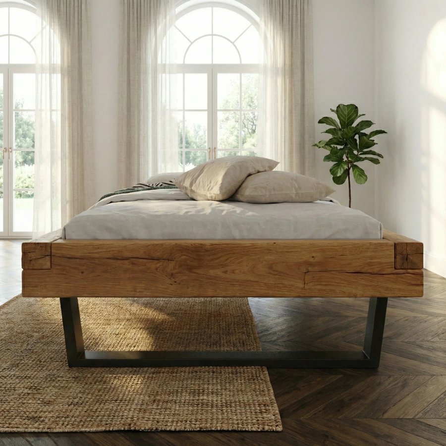 Frigg Snedker Bjælkesengeramme i Massiv FSC Egetræ uden Gavl & Metalben fra Organic Sleep | Naturolie | Mulighed for Skuffer & Sengeborde hos uniquebeds, home & living - Billede 2