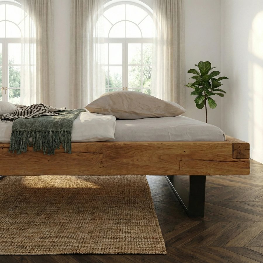 Frigg Snedker Bjælkesengeramme i Massiv FSC Egetræ uden Gavl & Metalben fra Organic Sleep | Naturolie | Mulighed for Skuffer & Sengeborde hos uniquebeds, home & living - Billede 3