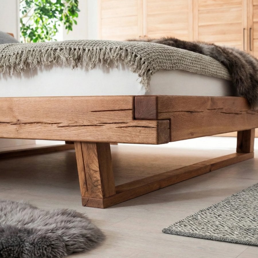 Frigg Snedker Bjælkesengeramme i Massiv FSC Egetræ uden Gavl & Træben fra Organic Sleep | Naturolie | Mulighed for Skuffer & Sengeborde hos uniquebeds, home & living - Billede 2