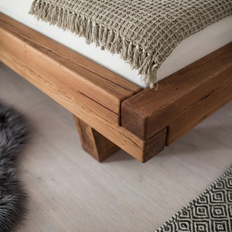 Frigg Snedker Bjælkesengeramme i Massiv FSC Egetræ uden Gavl & Træben fra Organic Sleep | Naturolie | Mulighed for Skuffer & Sengeborde hos uniquebeds, home & living - Billede 3