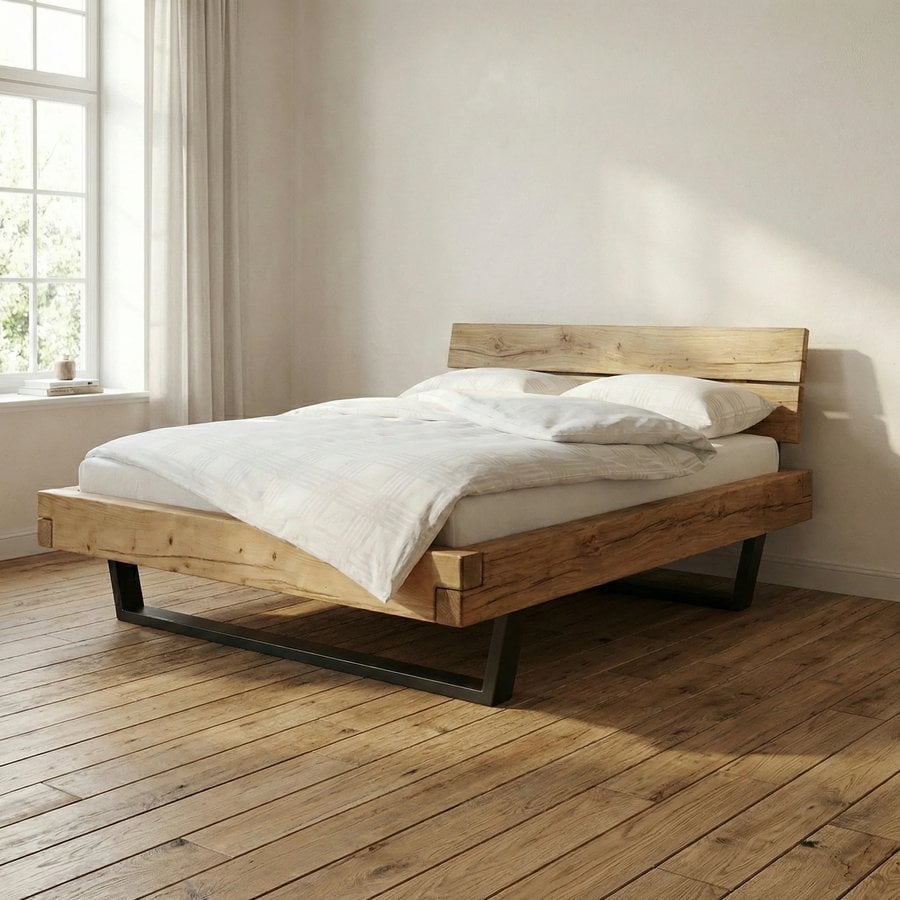 Frigg Snedker Bjælkesengeramme i Massiv FSC Grantræ med Gavl & Metalben fra Organic Sleep | Bivoks | Mulighed for Skuffer & Sengeborde hos uniquebeds, home & living - Billede 3