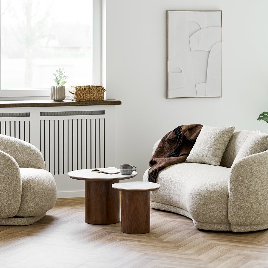 Noli Hjørnebord i Hvid Keramik & Stel i Mørkebrun Askefiner fra House Nordic | Ø40x38 cm - Billede 3